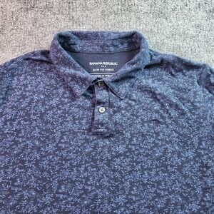 Banana Republic Mens Slim Fit Pique Polo Shirt XL Tall Navy Floral Print Short